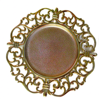 Assiette de présentation creuse royale ornée de 33 cm, en résine dorée et blanche, pour centre de table d'événements et de fêtes