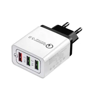 3 Poorten Fast Charger Qc 3.0 Usb-oplader Voor Mobiele Telefoon Fast Charger QC3.0 Eu/Us Plug Mobiele Telefoon lading