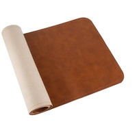 Nappe de table en similicuir personnalisée, motif peau de vache, marron, en cuir végétalien, de luxe pour table à manger