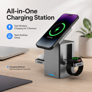 <span class=keywords><strong>Chargeur</strong></span> sans fil magnétique pliable 3-en-1 innovant 15W en plastique pour Apple Watch <span class=keywords><strong>iPhone</strong></span> 16 Pro Max 15 14 <span class=keywords><strong>13</strong></span> - Product Image 6