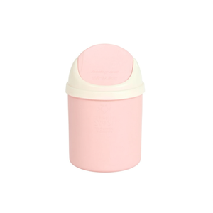 Stylish <b>Plastic</b> Waste <b>Bin</b> with <b>Lids</b> Rolling Cover Minimalist Cylindrical Design Indoor Use Pink Color 12x17.6 CM ZAA Brand - Product Image 1