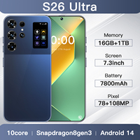 S26 ULTRA 5G, Teléfono Inteligente con CPU Deca-Core, Cámara Trasera de 108MP, Pantalla HD, en Francés, Español e Inglés, Teléfono Móvil Tecno Económico, Venta en Línea