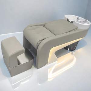 Sillón de Lavado de Cabello Reclinable de Espuma de Alta Densidad con Luz LED Moderna y Lujosa para Salón de Belleza y Spa - Product Image 5