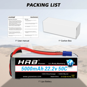 Batería Lipo HRB 2S-6S 11.1V-22.2V 1300-7000mAh RC Fabricada en Zhejiang, China - Product Image 5