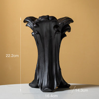 Décor d'hôtel haut de gamme européen Vase à beignets en céramique non émaillée Arrangement floral transfrontalier Fleurs séchées hydroponiques Matt