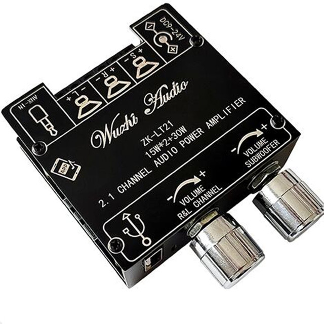 ZK-LT21 2.1 Channel Wireless Digital Power Amplifier Board 15Wx2+30W Audio Power Amplifier with Subwoofer