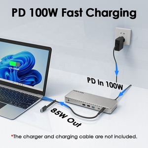WAVLINK <span class=keywords><strong>13</strong></span> <span class=keywords><strong>en</strong></span> 1 WL-UG77PD1 Estación de Acoplamiento con Triple Pantalla 4K, 2 DP, Carga Upstream de 85W, Ethernet 2.5G, USB-A y USB-C - Product Image 4