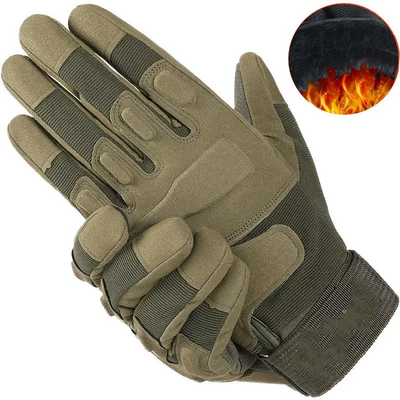 Latest design protective training full gloves non slip warm velvet combat tactical gloves for men women