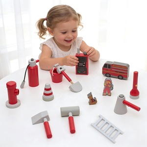 Jouet en bois de simulation de combinaison de pompier pour <span class=keywords><strong>jeu</strong></span> de rôle, <span class=keywords><strong>jeu</strong></span> éducatif interactif en bois - Product Image 2
