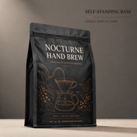 Sachet d'emballage personnalisé pour grains de café, en PET AL PE laminé, avec fermeture éclair, pochette verticale pour café torréfié et préparé à la main, vente au détail