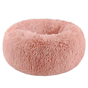 Fabricant, vente en gros, OEM, lits ronds pour chiens et chats en peluche douce rose, gris, noir - Product Image 1