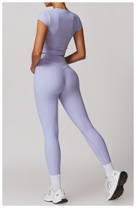 All'ingrosso Logo personalizzato GYM GYM Wear da donna gilet T Shirt Top allenamento Fitness Yoga Leggings <span class=keywords><strong>pantaloni</strong></span> Short set Yoga per le donne ragazza - Product Image 5