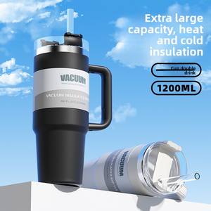 Gobelet isotherme sous vide en acier inoxydable 304 de 40 oz avec paille et poignées, maintien au froid de l'eau pendant 6 à 12 heures, idéal pour la voiture, cadeau pour utilisation en véhicule - Product Image 2