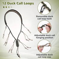 Cordon de fixation en paracorde à 12 boucles pour sifflet de chasse, organisateur de sifflet pour oiseaux aquatiques réglable, attaches amovibles, équipement tactique d'extérieur