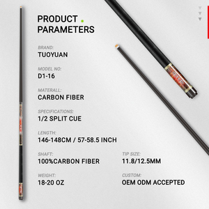 Taco de Billar Híbrido Profesional - Eje 100% Fibra de Carbono con Culata de <span class=keywords><strong>Arce</strong></span> para Snooker y Billar Americano - Product Image 3