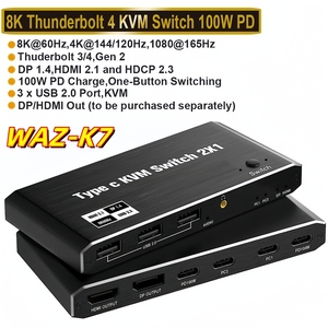 <span class=keywords><strong>8K</strong></span> Thunderbolt 4 USB C KVM Switch 4K 120Hz สวิตช์ USB-C Type-C KVM สำหรับคอมพิวเตอร์2เครื่องแชร์หน้าจอ1เครื่องพร้อมระบบชาร์จเร็ว100W PD - Product Image 2