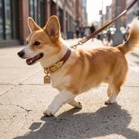 Ensemble collier et laisse pour animaux de compagnie en cuir personnalisable en gros avec étiquette gravée pour chiens et chats, pour les promenades en extérieur