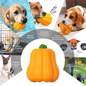 Pumpkin Shape <b>Dog</b> Chew Toy Orange Plastic Squeaker Boredom Buster for <b>Dogs</b> Halloween Fun Style - Product Image 2