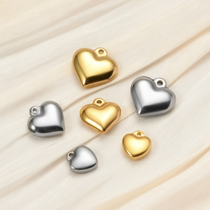 Dropshipping Breloques en acier inoxydable plaqué or 18 carats, forme cœur, sertissage clos, anti-ternissement, vierges, pour création DIY, tendance, unisexe, pour fête - Product Image 4
