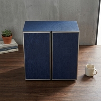 Boîte Cadeau de Luxe Écologique Bleu Profond et Argenté pour Thé, Emballage Rigide à Double Porte avec Insert en Velours pour Service à Thé Premium
