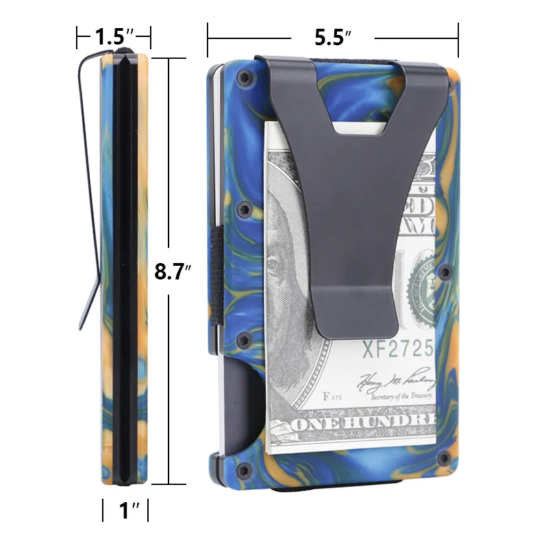 RFID Blocking Front Pocket Minimalist Metal Wallet Slim Aluminum Wallet Credit Card Holder
