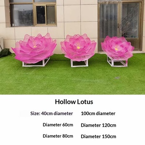 Sculpture de fleur creuse moderne en acier inoxydable sur mesure, pétales de lotus lumineux pour aménagement paysager, grand ornement décoratif - Product Image 5