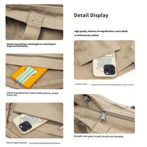 2026 New Arrival Ladies' <b>Canvas</b> <b>Tote</b> Bags Single Shoulder Large Capacity Casual Solid Color Zipper Water Resistant Handbag - Product Image 3