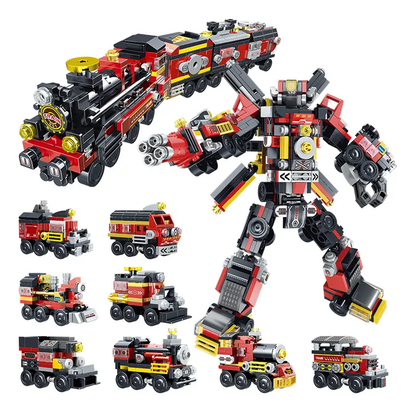 766pcs Deformation robot 2023 new arrivals plastic model train set building block sets