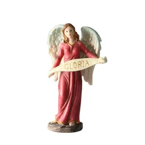 美丽的树脂工艺格洛丽亚宗教雕像文章与天使翅膀