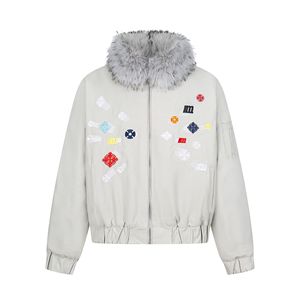 Chaqueta de Algodón con Cuello Alto y Cremallera, Bordada, Estilo Retro Americano, Creativa y Divertida, para Hombre y Mujer, Abrigo Cálido y Versátil para Invierno 2025 - Product Image 2