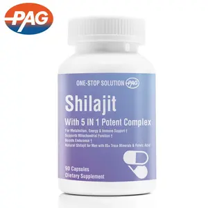ขายส่ง Shilajit แคปซูลพลังงานพรีเมี่ยมจํานวนมากพลังงานเพิ่มด้วยกรดฟุลวิค 50% T-Health สนับสนุน Shilajit 500Mg แคปซูล