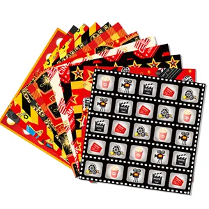 WW054 Movie Night Party Double-Sided Gift Wrapping DIY Scrapbook Paper for Cinema Party Decoration