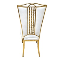 Chaises de banquet de luxe en acier inoxydable doré pour mariage, hôtel, événement, restaurant, avec coussin de réception rembourré blanc