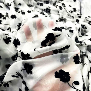 Черная флокированная ткань из органзы с цветочным узором, светящаяся, легкая, для женских элегантных платьев, сарафанов, отделки, аксессуаров, оптом - Product Image 4