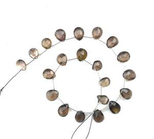 ลูกปัด Briolette ทรงลูกแพร์แบบเหลี่ยมเพชรพลอยควอทซ์สโมคกี้แท้21ชิ้นลูกปัดสีน้ำตาลอินเดียนผลิตจากลูกปัดหินคุณภาพสูง - Product Image 3