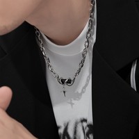 Collier ras de cou avec pendentif en forme de croix noire gothique, chaîne, pour femmes et hommes, charme grunge punk, bijoux de mode, accessoires Harajuku EMO