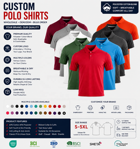Vente en gros de polos à col de golf de marque en vrac imprimés de logo OEM personnalisés t-shirts polos vierges en coton et polyester pour hommes - Product Image 1