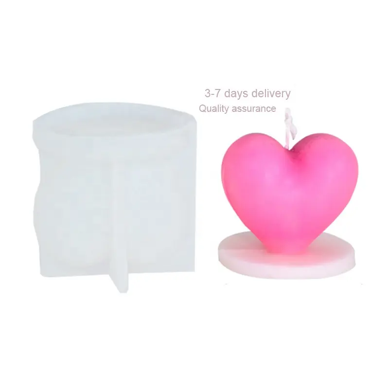 Wholesale Candle making tools Valentine's Day with base heart Candle mold diy silicone Molds
