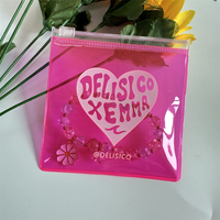 Bolsa de Plástico Transparente Rosa Personalizada con Cierre, Bolsa Pequeña con Cierre Hermético y Logotipo para Empacar Joyas y Aretes