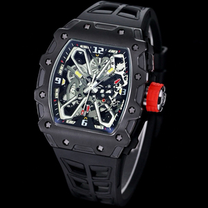 Montre mécanique classique Rm rouge et noire avec cadran ajouré, design élégant, luxueuse, durable, sportive et légère. - Product Image 3