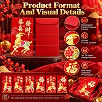 Enveloppes rouges du Nouvel An chinois avec logo personnalisé, vente en gros de paquets Ang Bao rouges et dorés pour cadeaux festifs d'entreprise