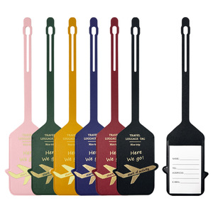 Double-sided thickened PU leather luggage tag with gold foil stamping Aircraft luggage tag and <b>boarding</b> pass - Product Image 2