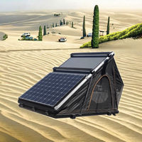 Tienda de techo para coche SUV de 300kg con panel alimentado por energía solar, carpas de aleación de aluminio, tablero de nido de abeja, techo inflable