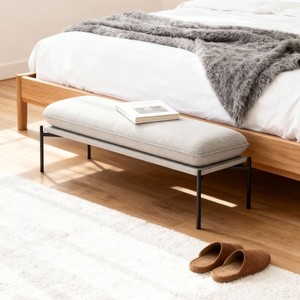 Modern Stainless Steel Bench With Soft <b>Cushion</b> For Home Living Room Bedroom Ottoman <b>Stool</b> - Product Image 2