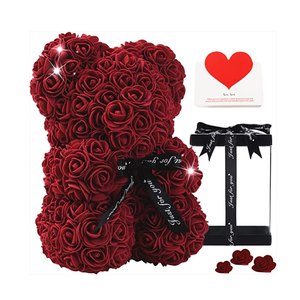 Scatola di orsacchiotto di Rose fatte da te con fiore artificiale in PE naturale regalo decorativo per le mogli madri di san valentino - Product Image 5