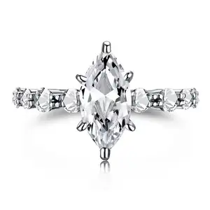 Joyería fina de alta calidad, diseño de Plata de Ley 925, boda, 0.5Ct, 1Ct, anillos de compromiso de diamantes de moissanita para mujer