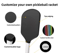Raquette de pickleball neuve, durable, en tissu de fibre de carbone noir pressé à froid, motif antidérapant, douce et confortable