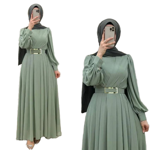 Promistar Phụ Nữ Của Truyền Thống khiêm tốn Hồi Giáo Ăn Mặc Mới Đơn Giản In Trong Voan Vải Với Thêu Kỹ Thuật Tự Nhiên Vòng Eo - Product Image 2