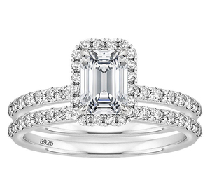 High Quality Romantic Women's Promise <b>Ring</b> 2CT Zircon 14K Gold Plated S925 Sterling <b>Silver</b> Bridal <b>Ring</b> <b>Set</b> for Wedding - Product Image 1