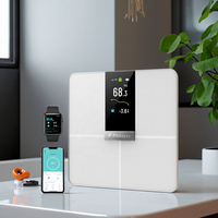Balance de salle de bain numérique de haute précision avec fonction IMC en verre trempé WIFI Analyseur international Mode Capacité de poids de 180kg